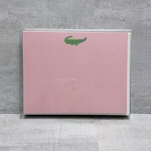 Boatman Gellar Preppy Alligator 12 Notecard Envelope Stationary Letter Set PINK